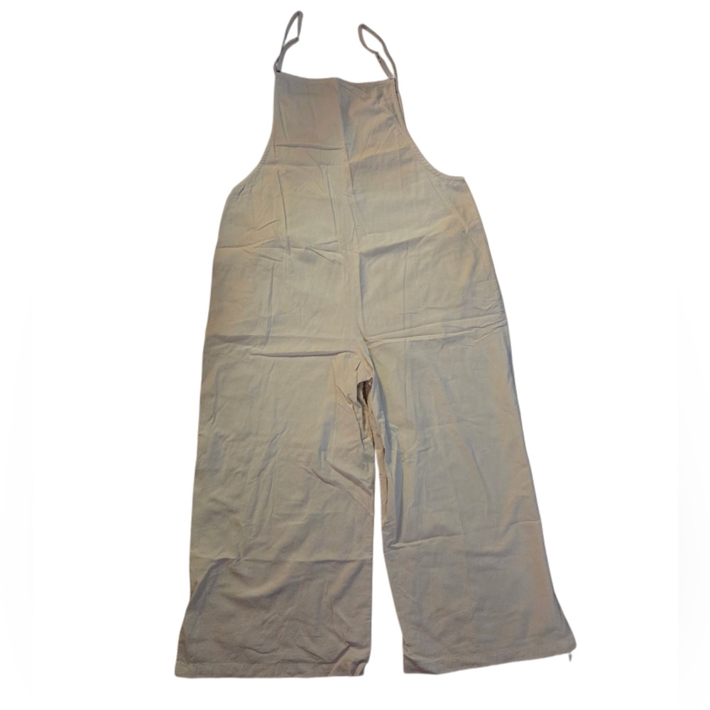 Tan Oatmeal Beige Wide-Leg Jumpsuit